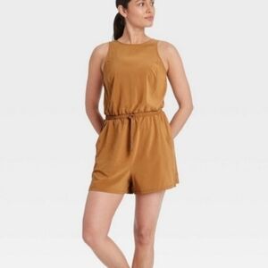 All In Motion Brown Active Tank Short Romper Elastic Waist Pockets. Sz- XXL